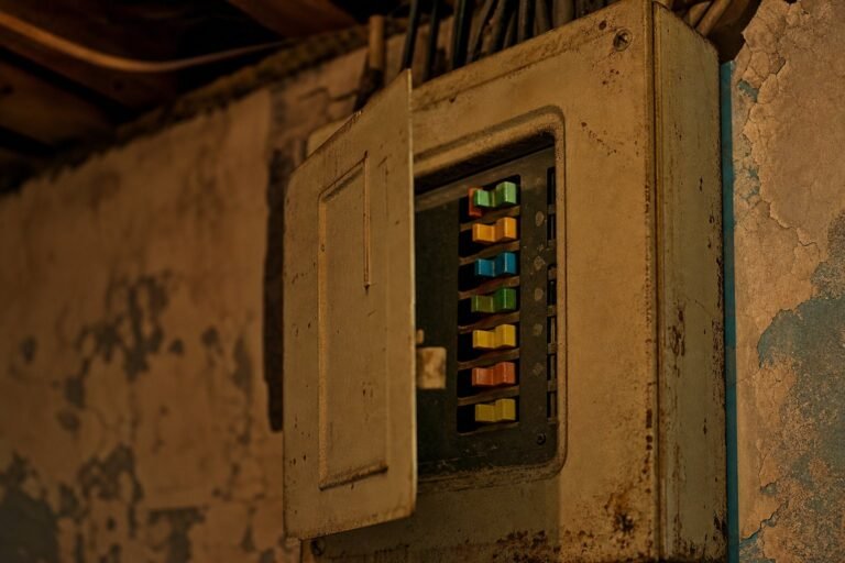 Aged 1960s residential breaker panel of the era when Zinsco and Federal Pacific equipment was installed